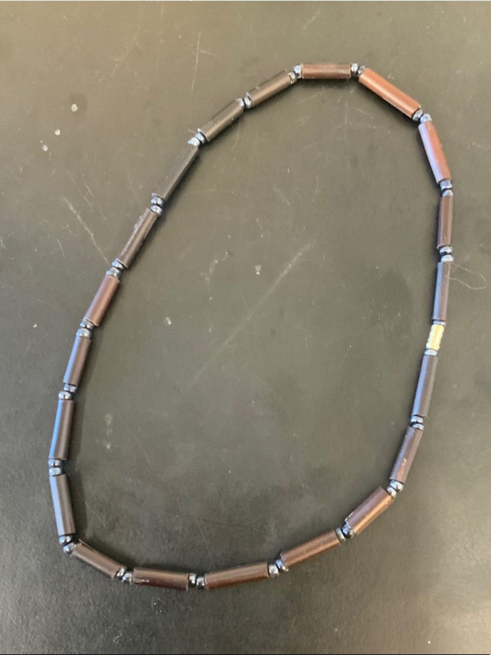 Brown Tube Bead Necklace - Simple Wooden Style